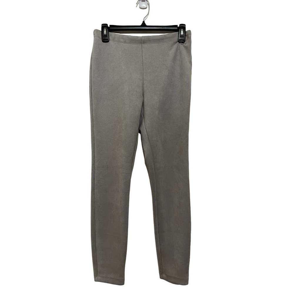 Tahari Pull On Faux Suede Gray Tummy Control Skinny Pants XS